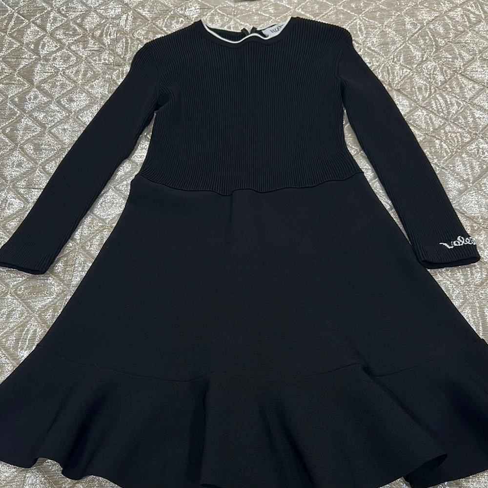 Valentino Garavani Black Long Sleeve Knitted Dress